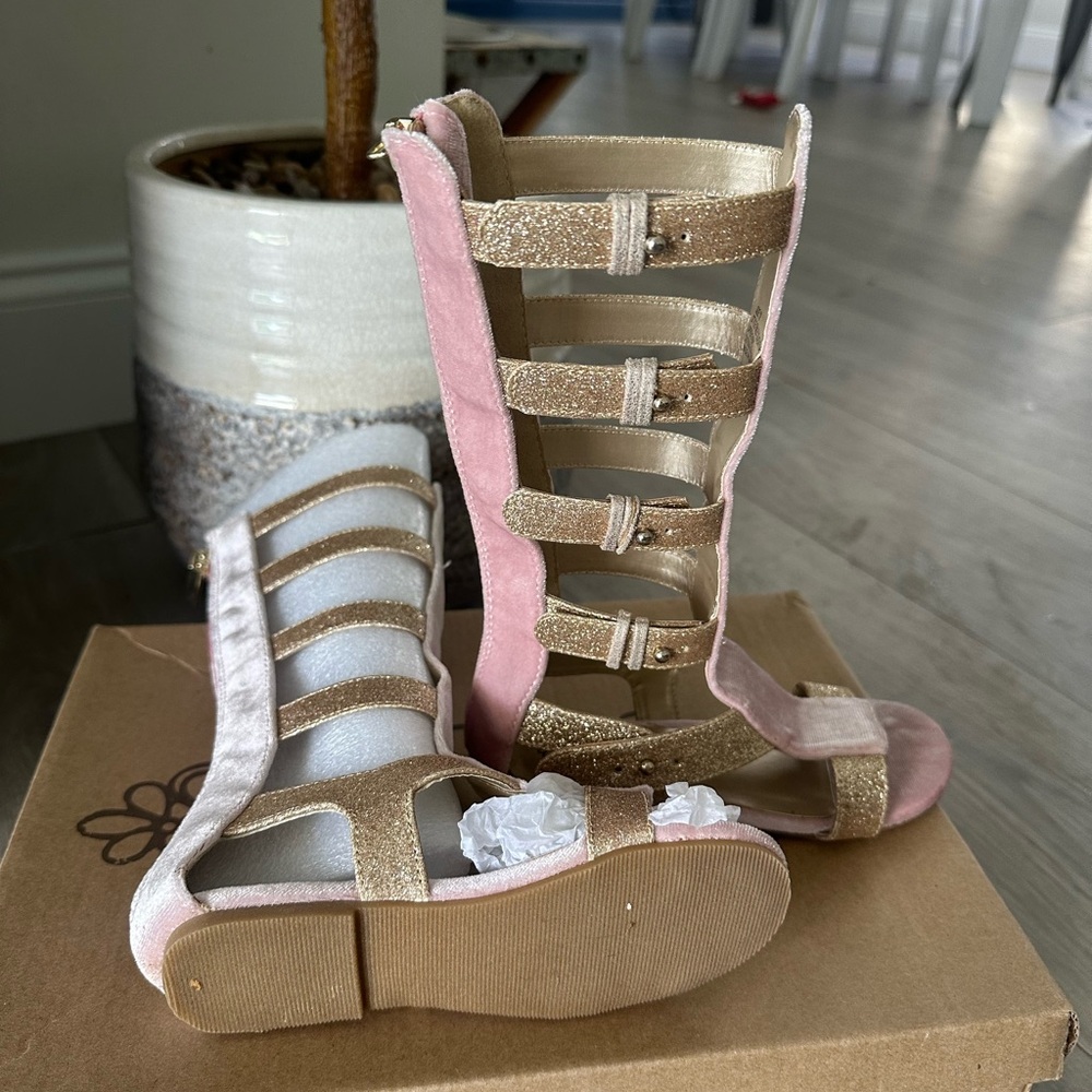 Joyfolie Glittery Pink and Gold Kids Sandals